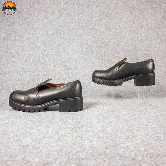 Double H Ranch Loafer Black Leather Chunky Y2K Oil Resistant Women's Size 9.5 M - Picture 4 of 11